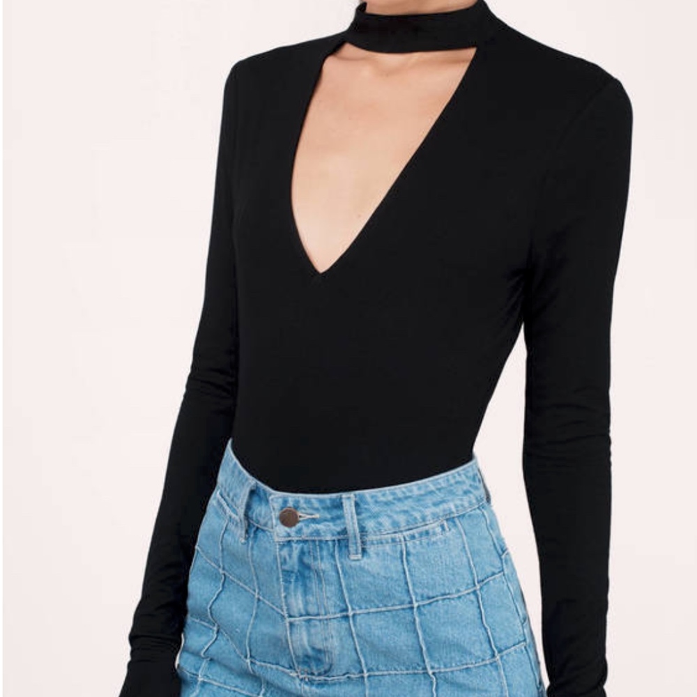 KARI Sexy Black Choker Bodysuit